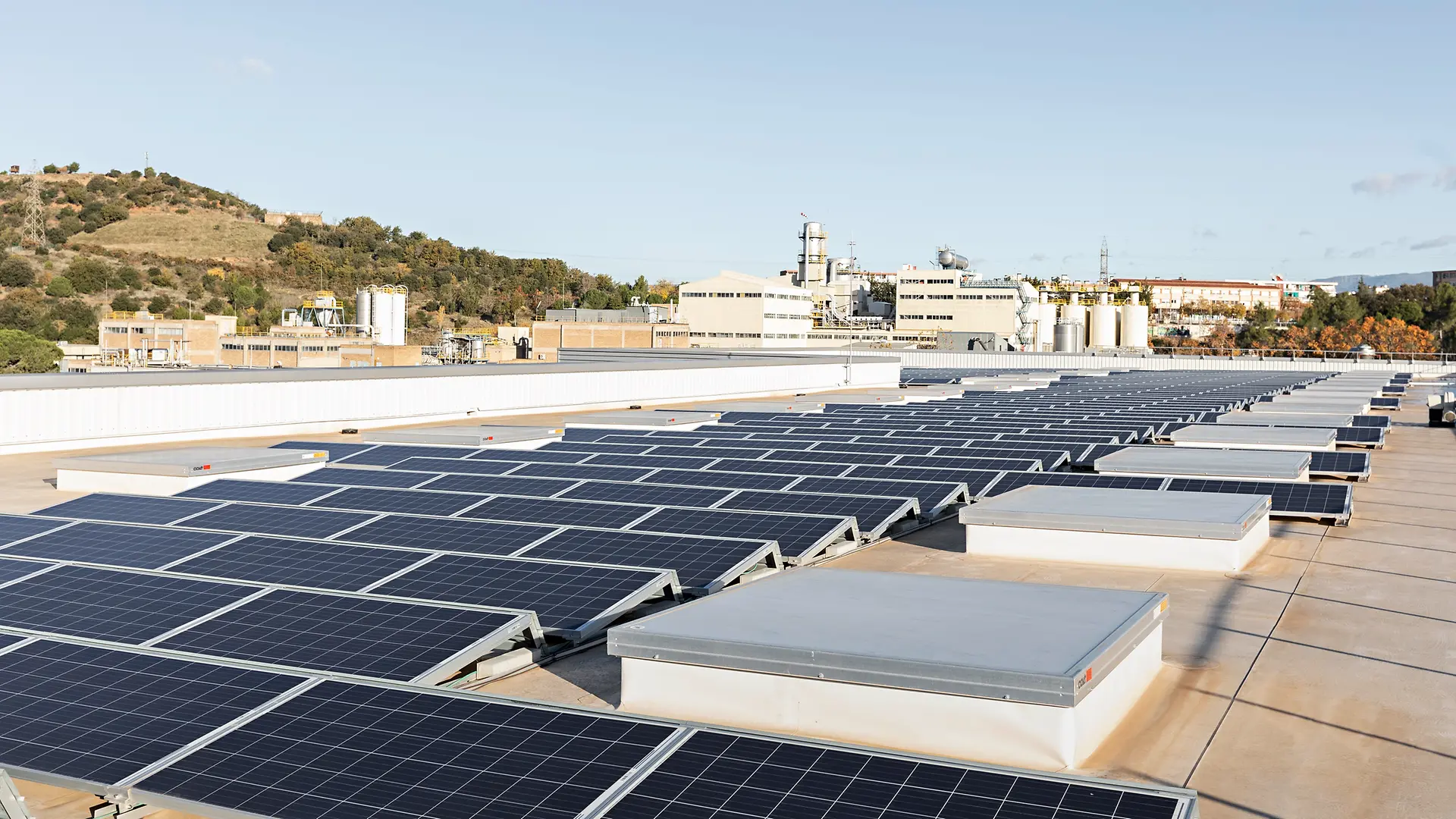 Solar panels at our production site in Montornès del Vallès, Spain