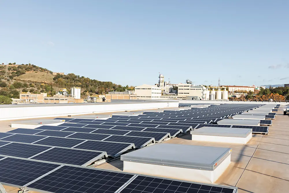 Solar panels at our production site in Montornès del Vallès, Spain