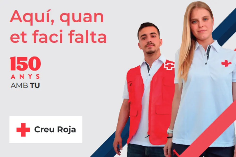 Poster de la Creu Roja con motivo del 150. aniversario